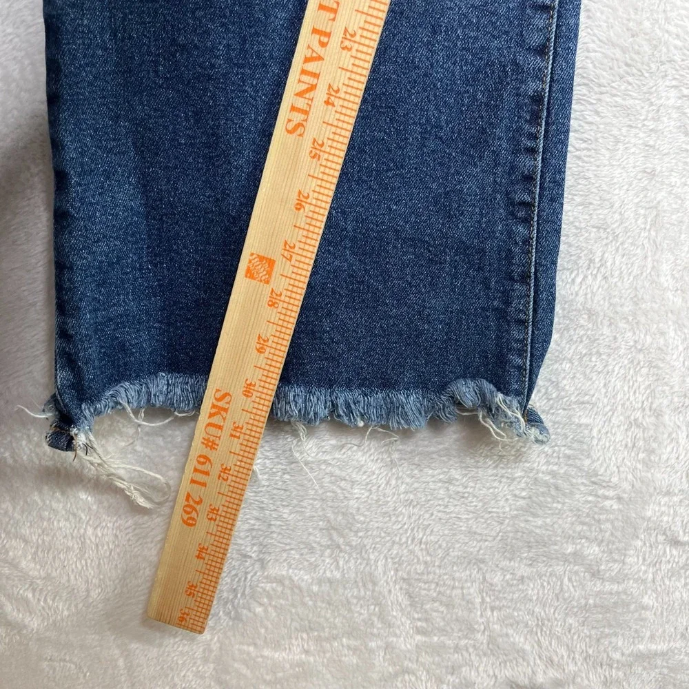 No Boundaries Bootcut Jeans Women's 17 Blue Denim Distressed Frayed Hem - 35X30